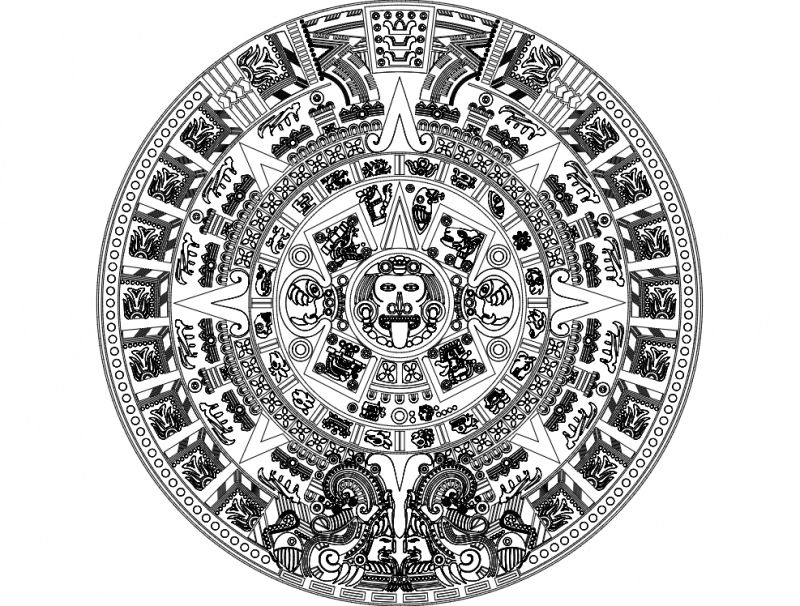 800x606 Aztec Sun Stone Vectors Dxf Free Download