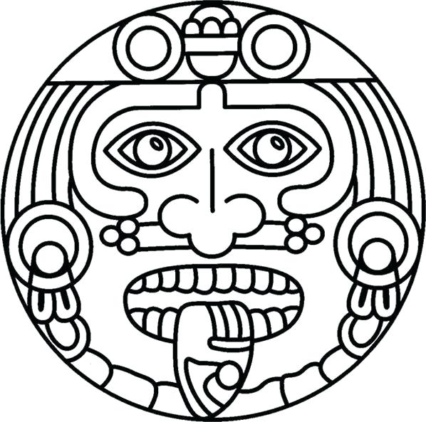598x593 Aztec Calendar Coloring Pictures