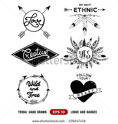 450x470 Hand Drawn Tribal Design Vector Elements Aztec Logos And Badges