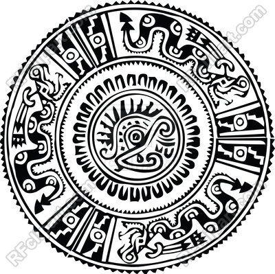 400x399 Round Ancient Aztec Pattern, Ethnic Tracery Vector Image