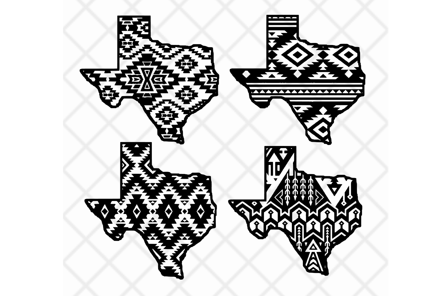 1500x1000 Texas State Clipart Vector Aztec Pattern,state Design