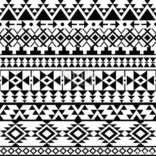 500x500 Seamless Black Navajo Print, Aztec Pattern, Tribal Design Stock