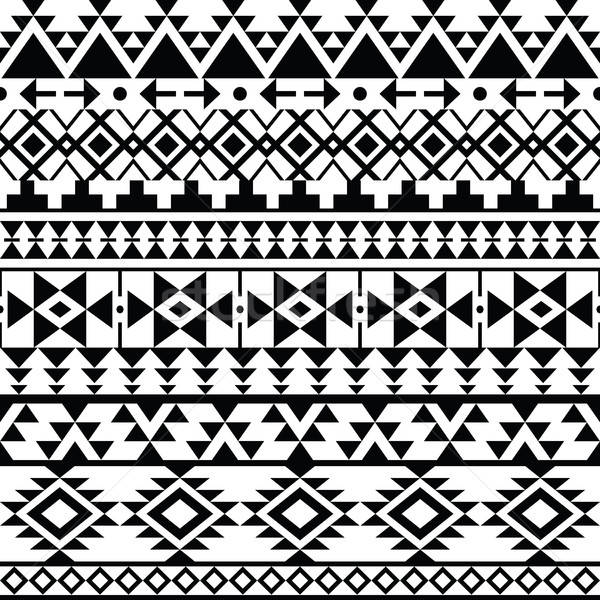 600x600 Seamless Black Navajo Print, Aztec Pattern, Tribal Design Vector