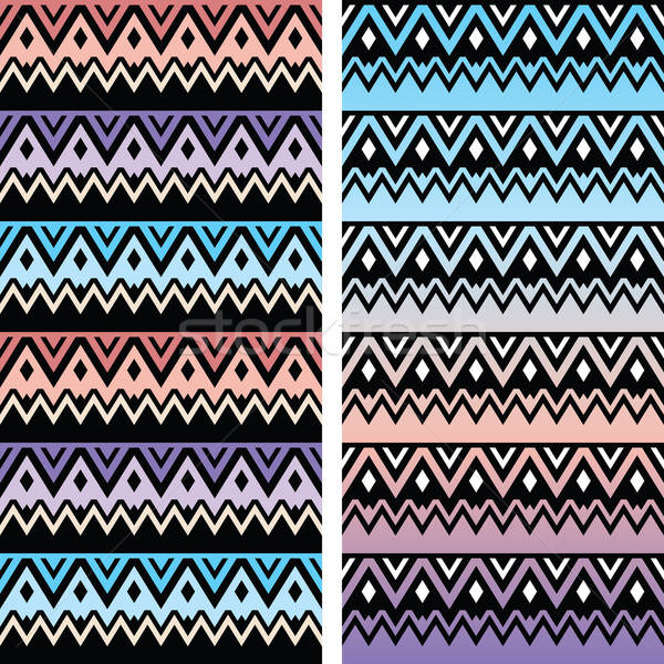 600x600 Tribal Seamless Two Patterns, Aztec Ombre Print Vector