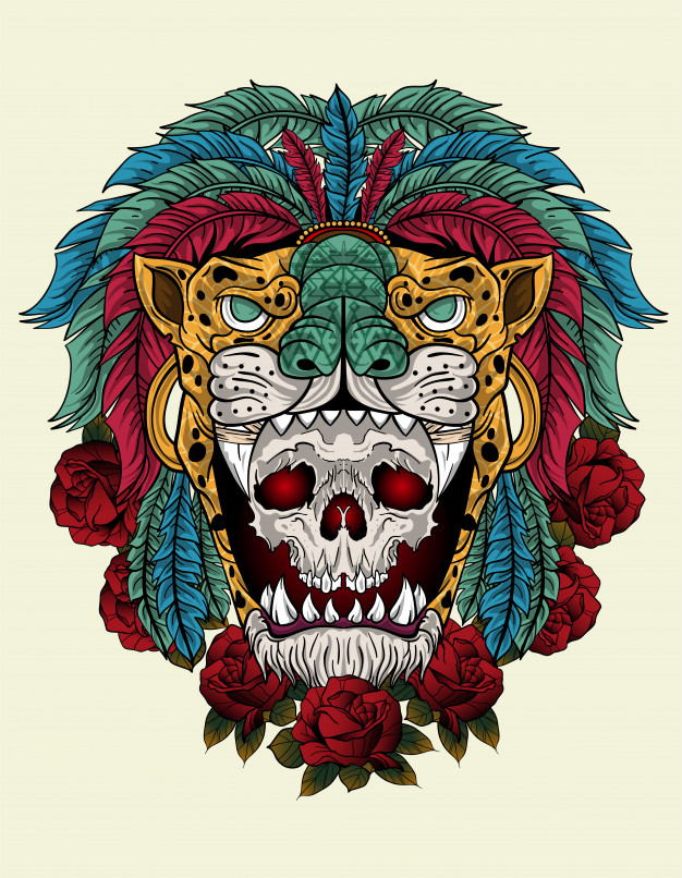 626x806 Aztec Warrior Skull Vector Premium Download