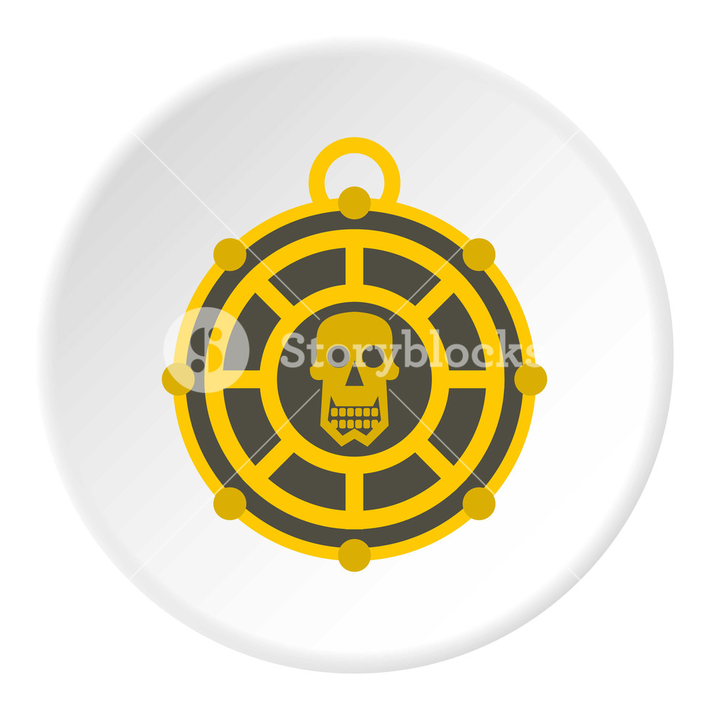 1000x1000 Human Skull Aztec Medallion Icon In Flat Circle Isolated Vector