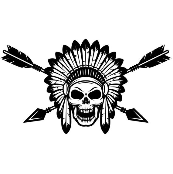 570x573 Indian Logo Native American Warrior Skull Axe Headdress Etsy
