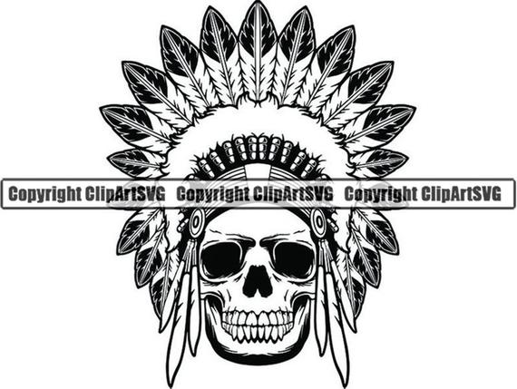570x429 Indian Skull Native American Warrior Headdress Feather Etsy