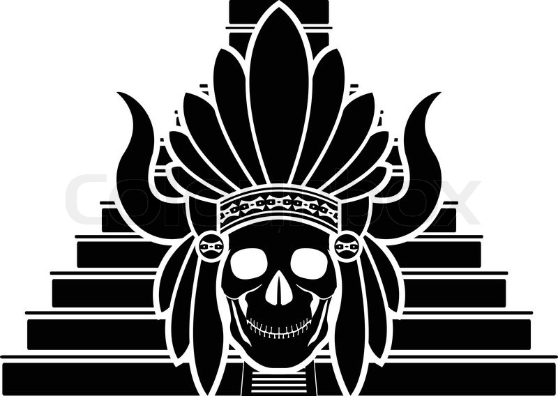 800x568 Skull Of Mayan Indian Stencil Vector Stock Vector Colourbox