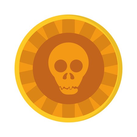 450x450 Flat Design Aztec Gold Coin Skull Icon Vector Illustration