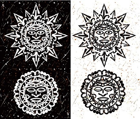 Aztec Sun And Moon Royalty Free Vector Graphics 450x382 Aztec Sun And Moon Royalty Free Vector Graphics