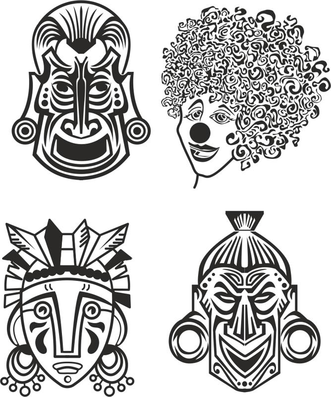 668x800 Indian Aztec African Historic Tribal Mask Vector Graphic Design