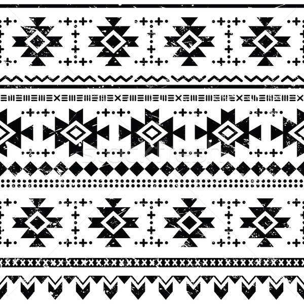 600x600 Tribal Aztec Vector Retro Seamless Pattern On White Vector