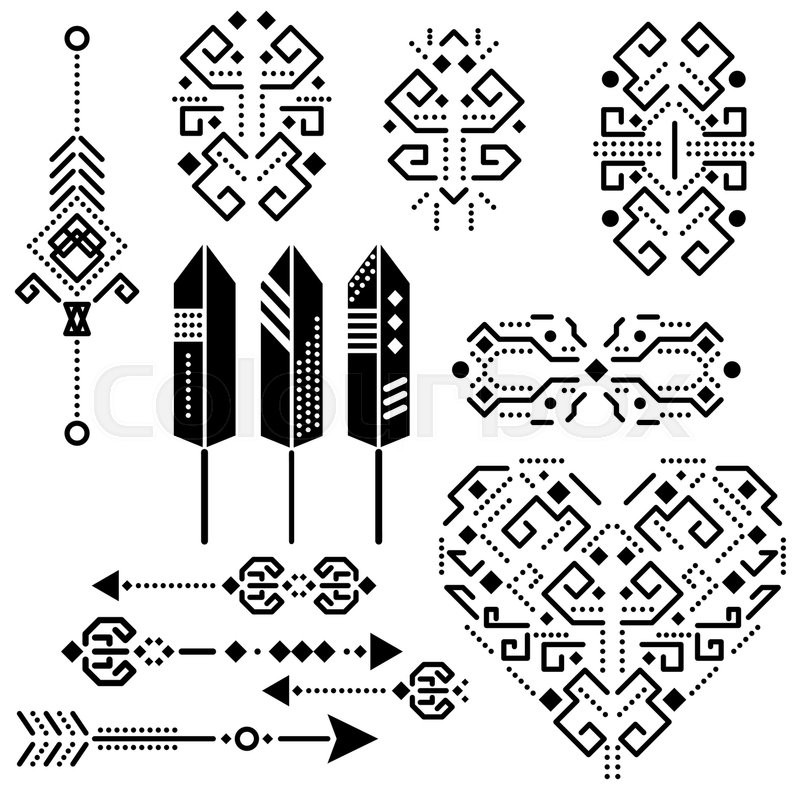 800x800 Tribal Aztec Vector Stencil Elements Stock Vector Colourbox