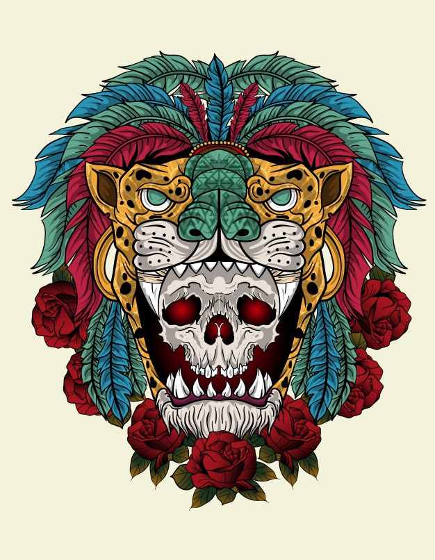 626x806 Aztec Warrior Skull Vector Premium Download