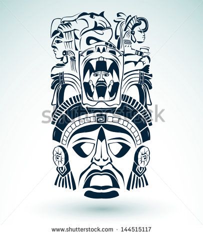 406x470 Vector Mask, Mexican Mayan