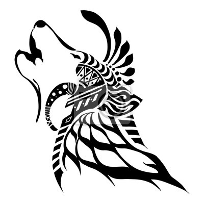 400x400 Rey Del Lobo Con El Estilo De Tatuaje De Silueta Tribal Azteca