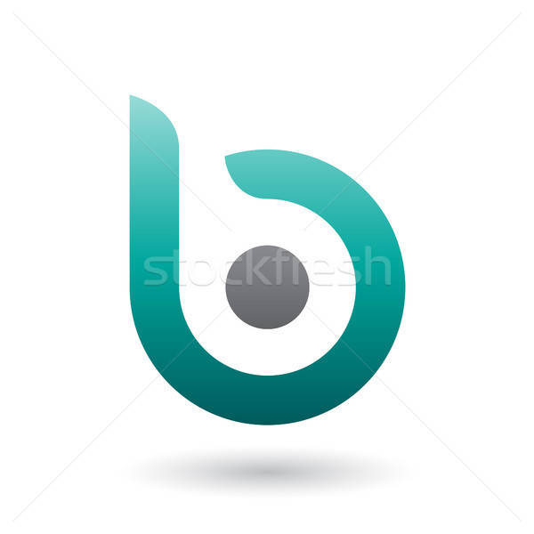 600x600 Persian Green Round Bold Icon For Letter B Vector Illustration