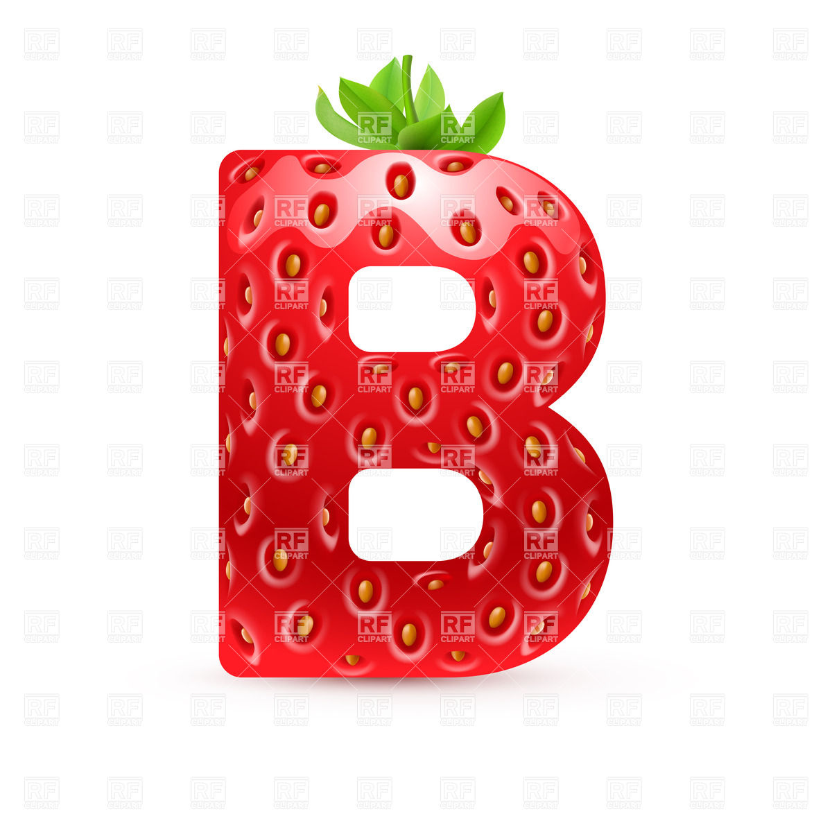 1200x1200 Strawberry Style Font, Letter B Vector Image Of Design Elements