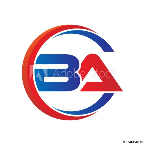 500x500 Ba Logo Vector Modern Initial Swoosh Circle Blue And Red