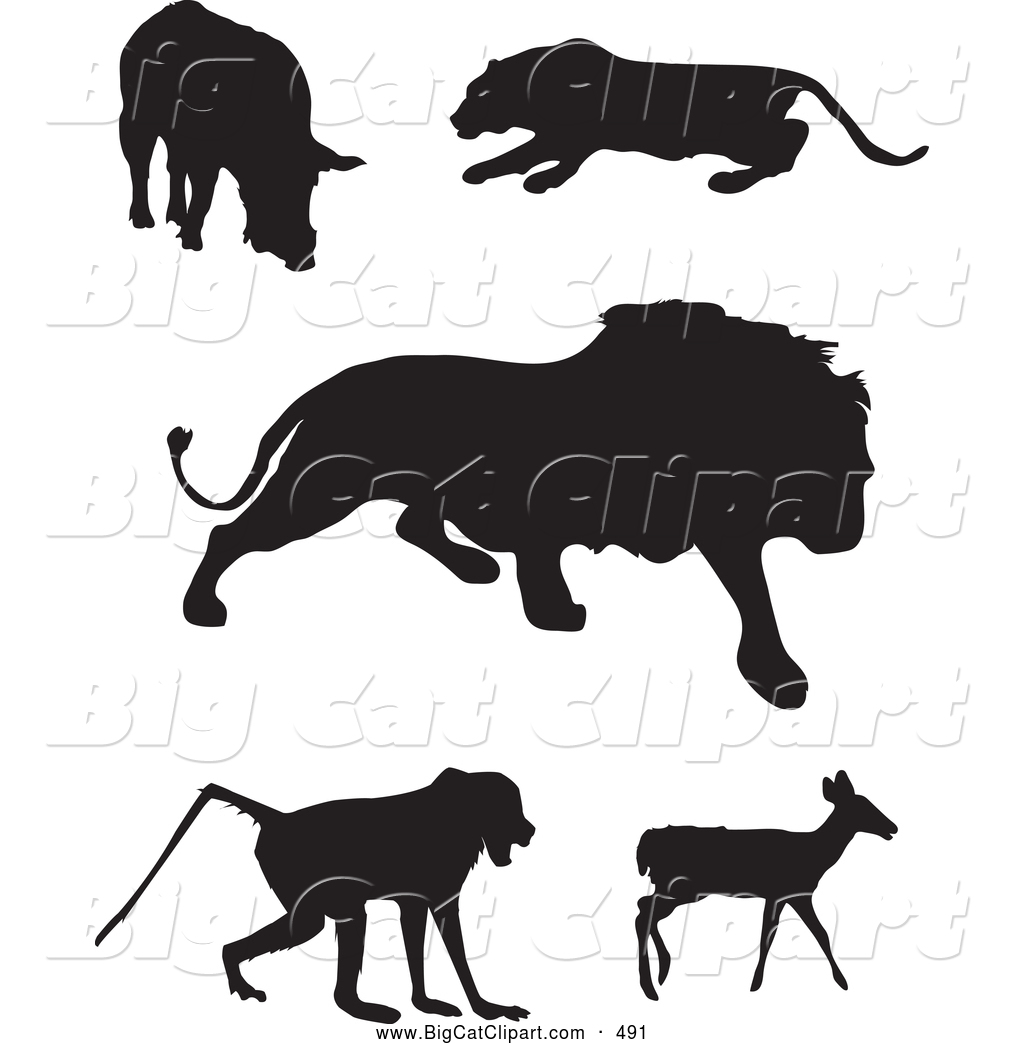 1024x1044 Big Cat Vector Clipart Of A Digital Set Of Animal Silhouettes