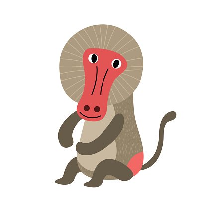 416x416 Sitting Baboon Cartoon Character Vector Premium Clipart