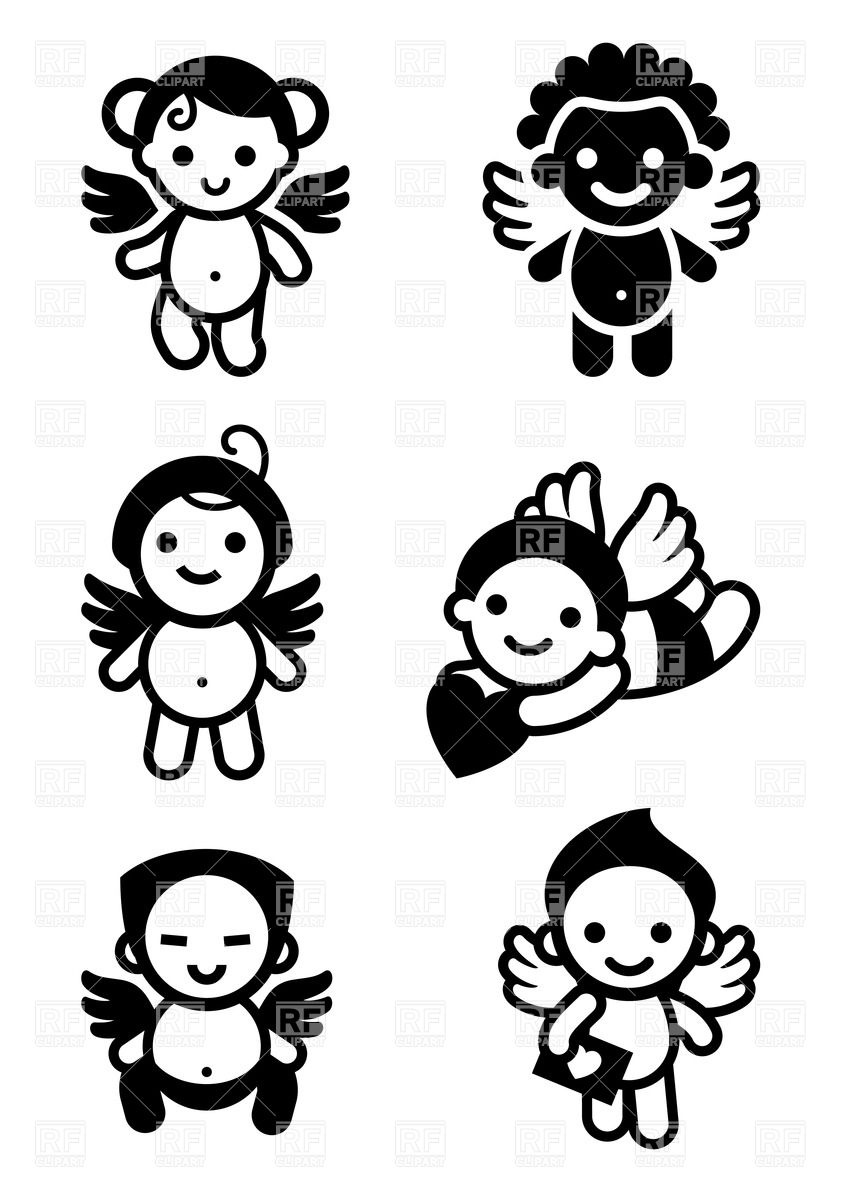 846x1200 Cute Cupids And Angels Vector Image Of People