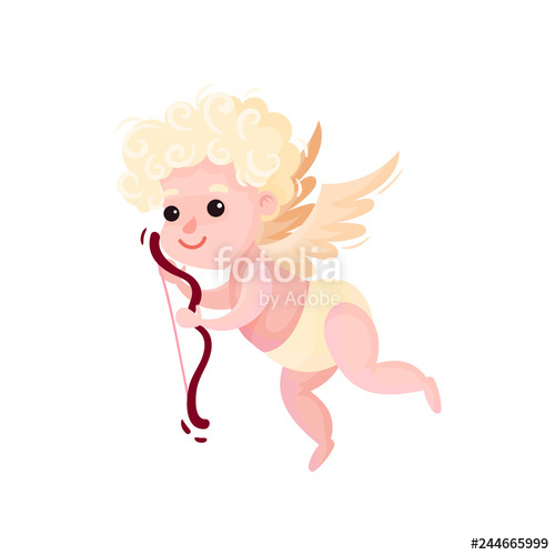 500x500 Little Cupid With Wooden Bow In Flying Action Baby Angel