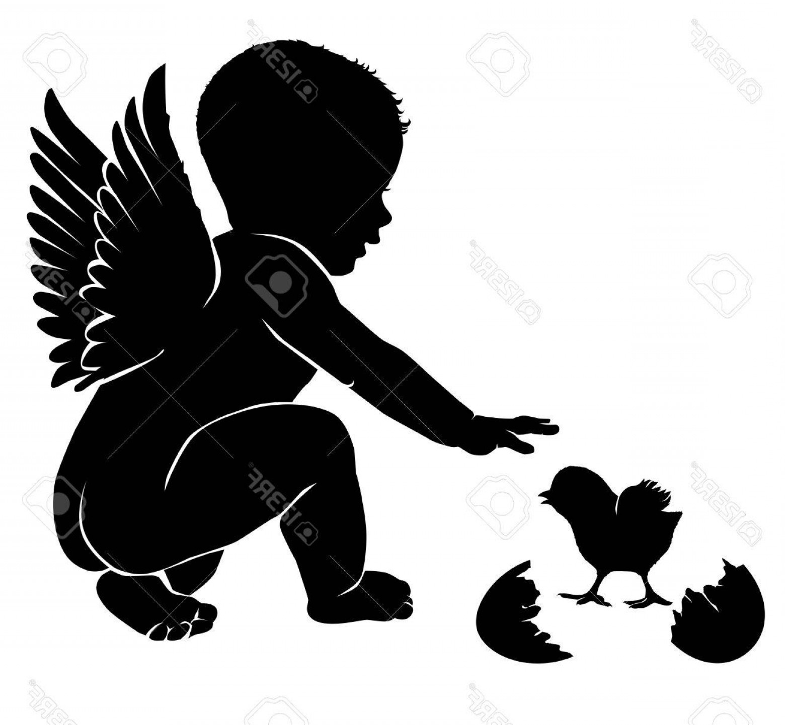 1560x1442 Photostock Vector Angel Baby With Wings Easter Chick Studiogrfx