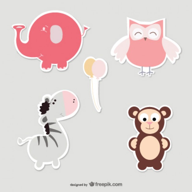 Baby Elephant, Owl, Zebra And Monkey Vector Free Download 626x626 Baby Elephant, Owl, Zebra And Monkey Vector Free Download