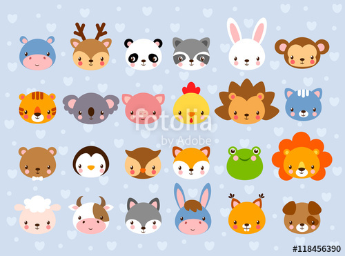 Big Vector Set With Animal Faces Collection Of Cute Baby Animals 500x371 Big Vector Set With Animal Faces Collection Of Cute Baby Animals