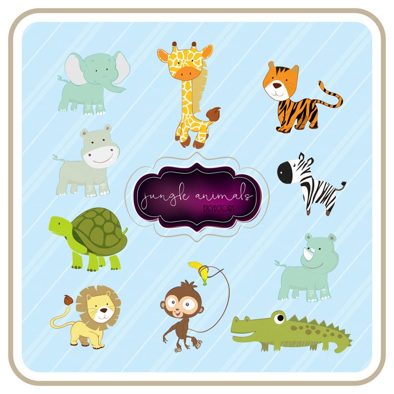 Jungle Animals Clipart Set Of Cute Baby Animals Vector Etsy 794x794 Jungle Animals Clipart Set Of Cute Baby Animals Vector Etsy