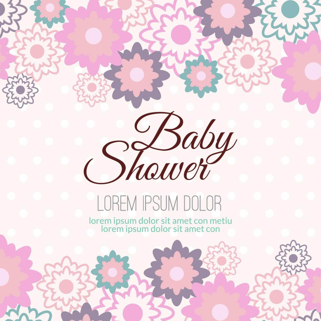 Free Vector Baby Shower With Floral Background 1280x1280 Free Vector Baby Shower With Floral Background