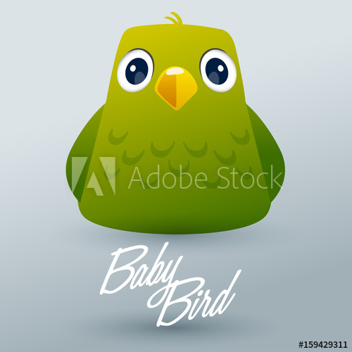 500x500 Cute Green Baby Bird Vector Illustration