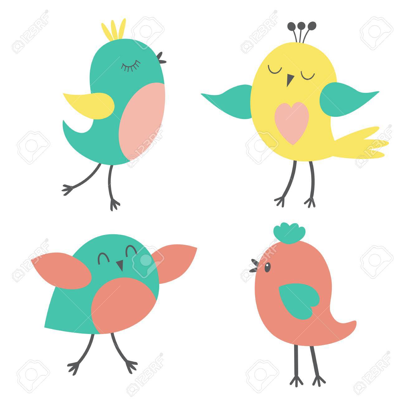 1300x1300 Set Of Colorful Cute Birds Vector Collection Baby For Bird