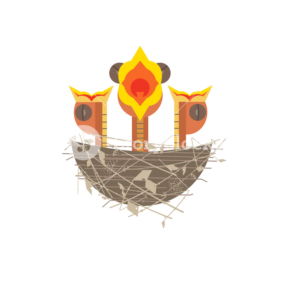 1000x1000 Baby Birds In Nest Icon Cute Comic Cartoon Newborn Hungry Bird