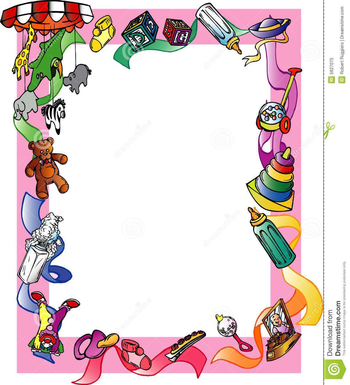 1181x1300 Kid S Themed Border Stock Vector Illustration Of Clown Pink