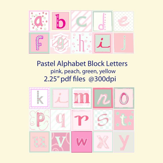 570x570 Baby Block Letters, Alphabet, Clip Art, Printable, Girl