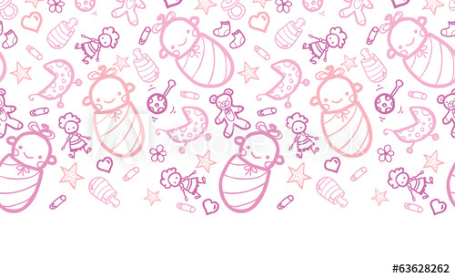 500x305 Baby Girls Horizontal Border Seamless Pattern Background