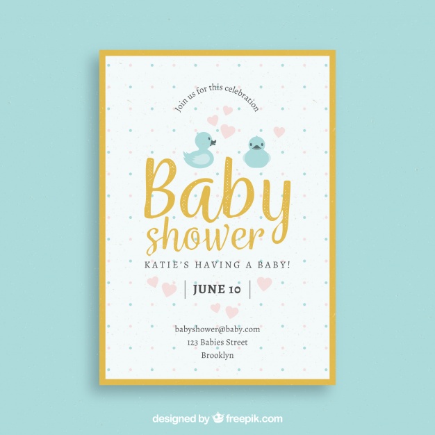 626x626 Baby Shower Template With Yellow Border Vector Free Download
