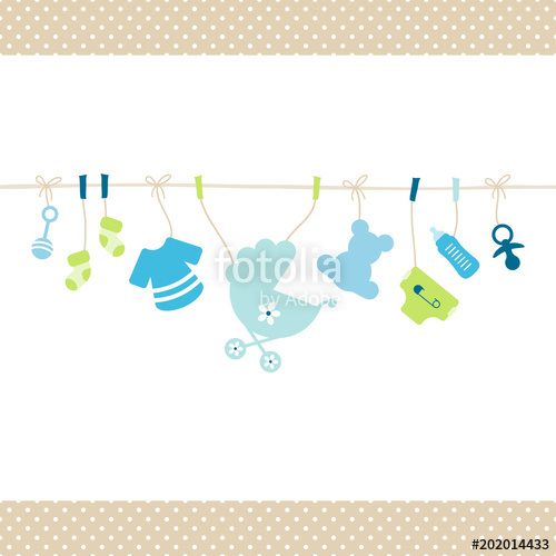 500x500 Baby Boy Hanging Symbols Dots Border Stock Image And Royalty Free