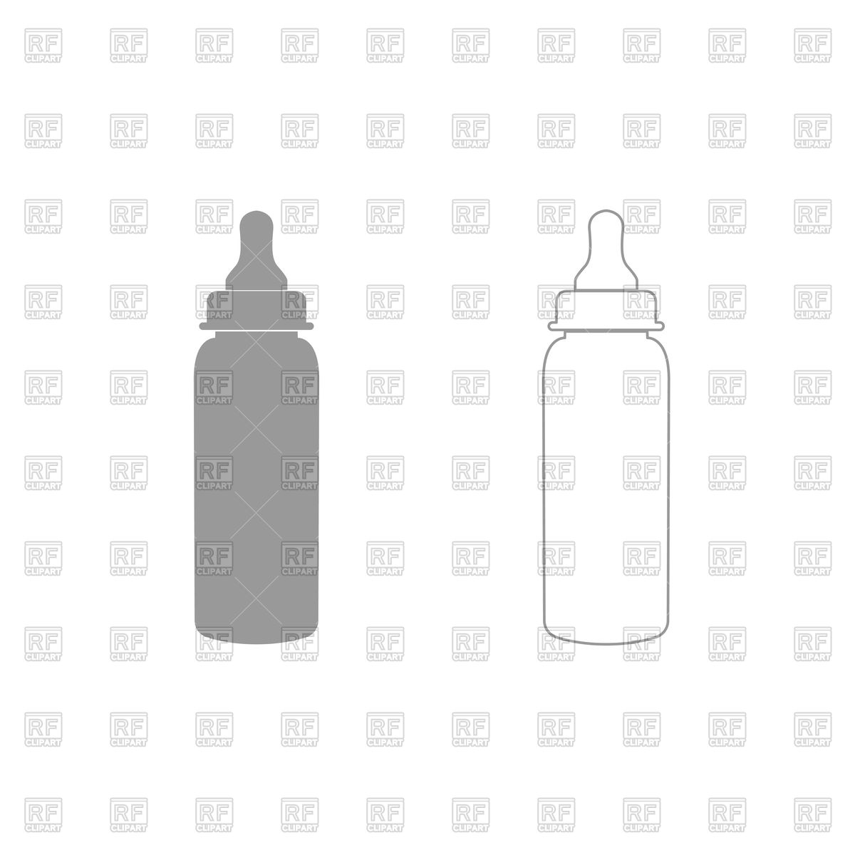 1200x1200 Baby Bottle Silhouette And Outline Vector Image Of Objects