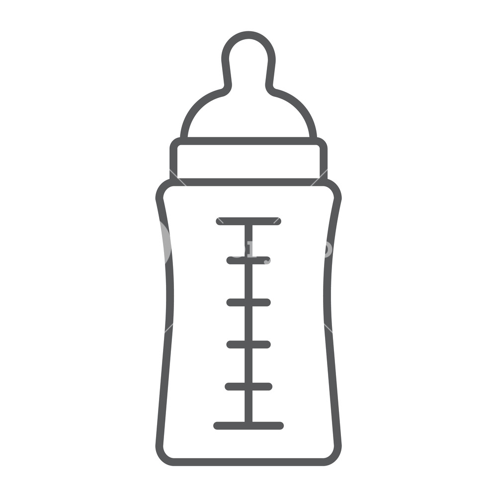 1000x1000 Baby Bottle Thin Line Icon, Feed And Milk, Container Sign, Vector