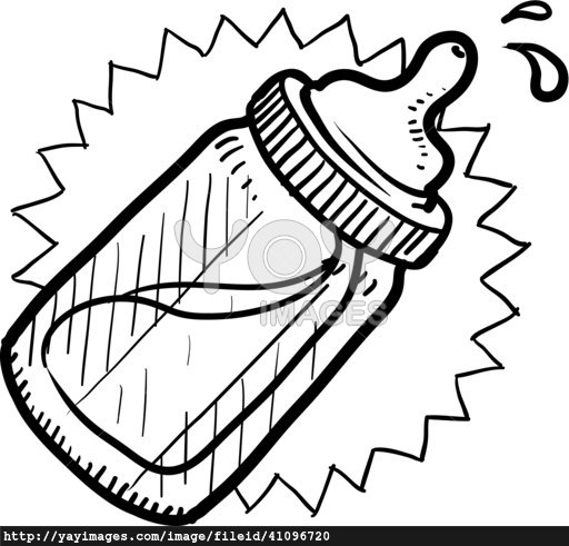 512x491 Vector Of Baby Bottle Sketch