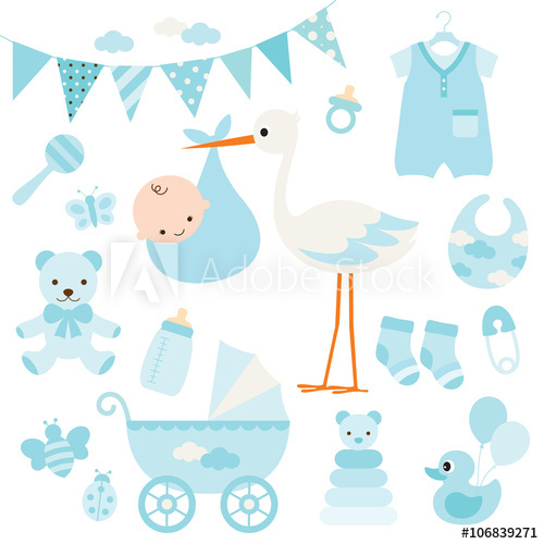 500x500 Vector Illustration For Baby Boy Shower And Baby Items