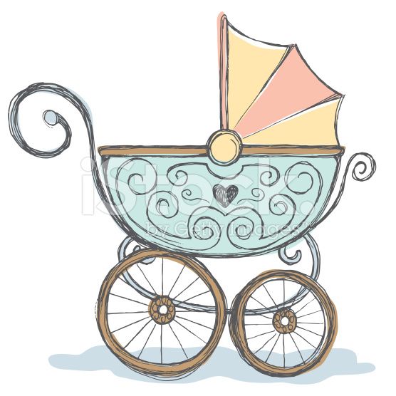 556x556 Hand Drawn Pen And Ink Color Rendering Of Baby Stroller Baby