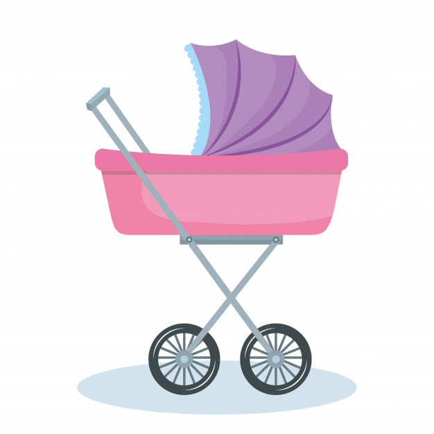 626x626 Purple And Pink Baby Stroller Vector Premium Download