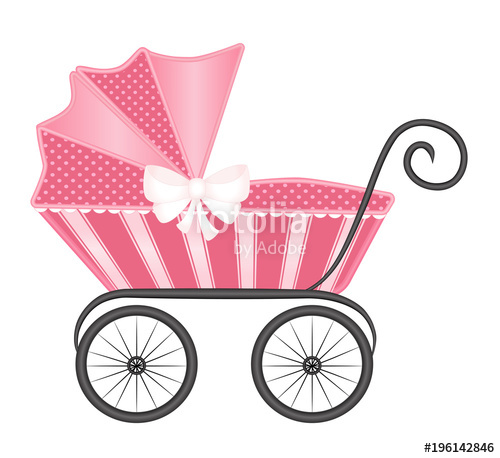 500x458 Vintage Baby Pram Carriage Vector Pink Stock Image And Royalty