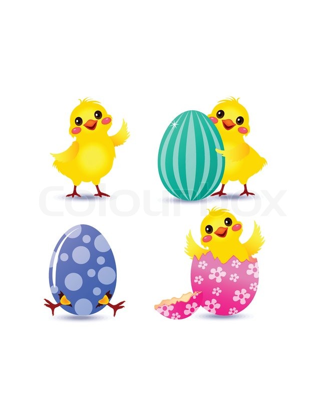 Set Of Baby Chicks With Easter Egg Stock Vector Colourbox 665x800 Set Of Baby Chicks With Easter Egg Stock Vector Colourbox
