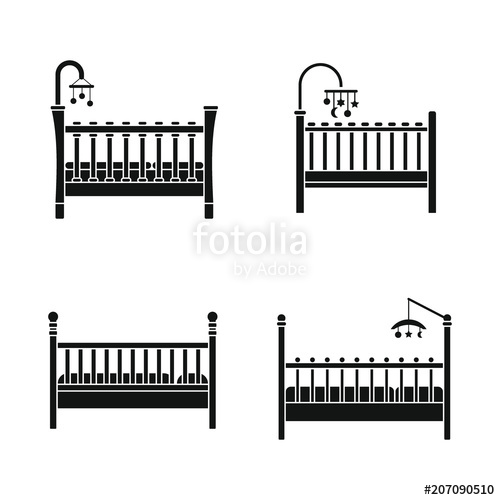 500x500 Baby Crib Cradle Bed Icons Set Simple Illustration Of Baby Crib